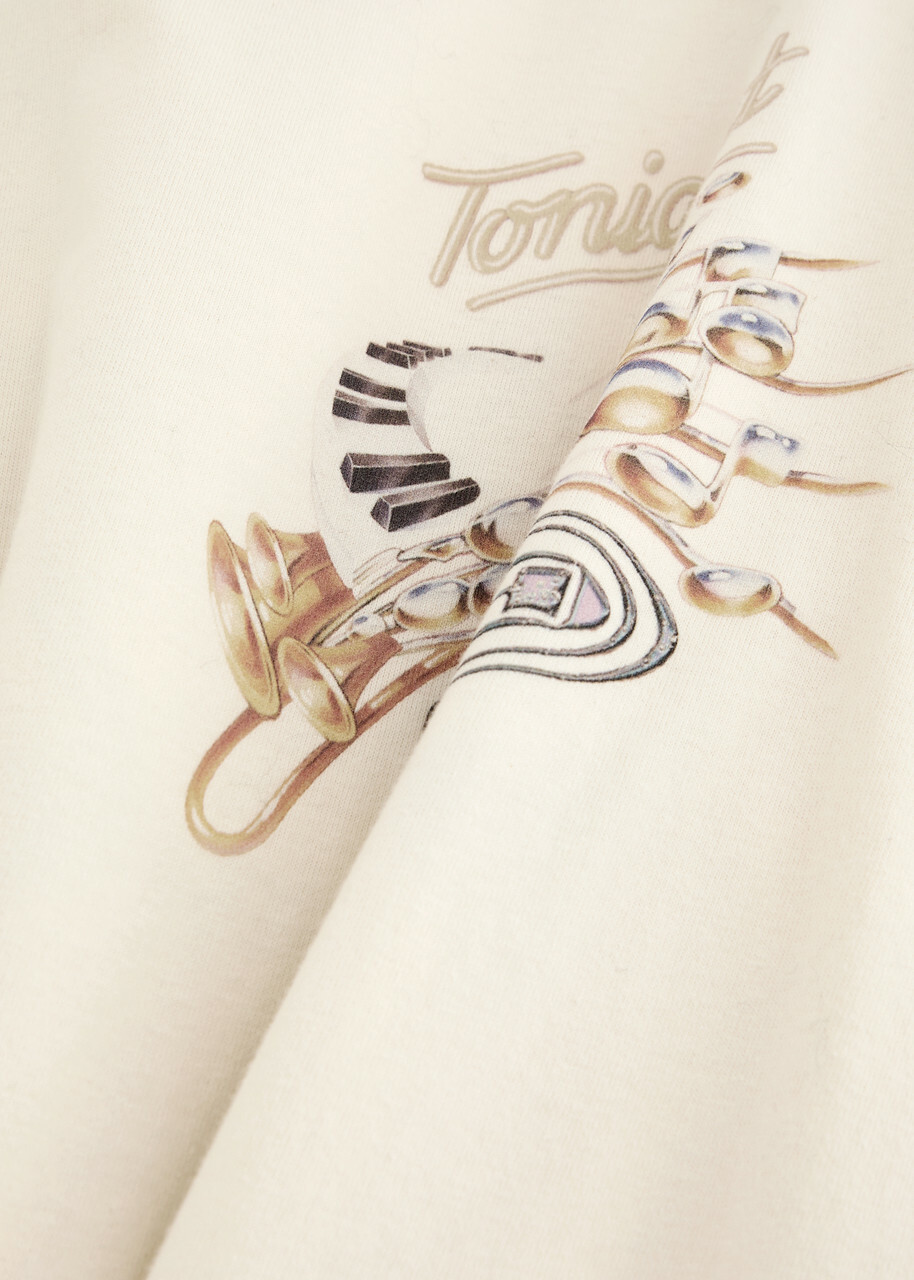 Honor The Gift Tonights Music Printed Cotton T-shirt Cream