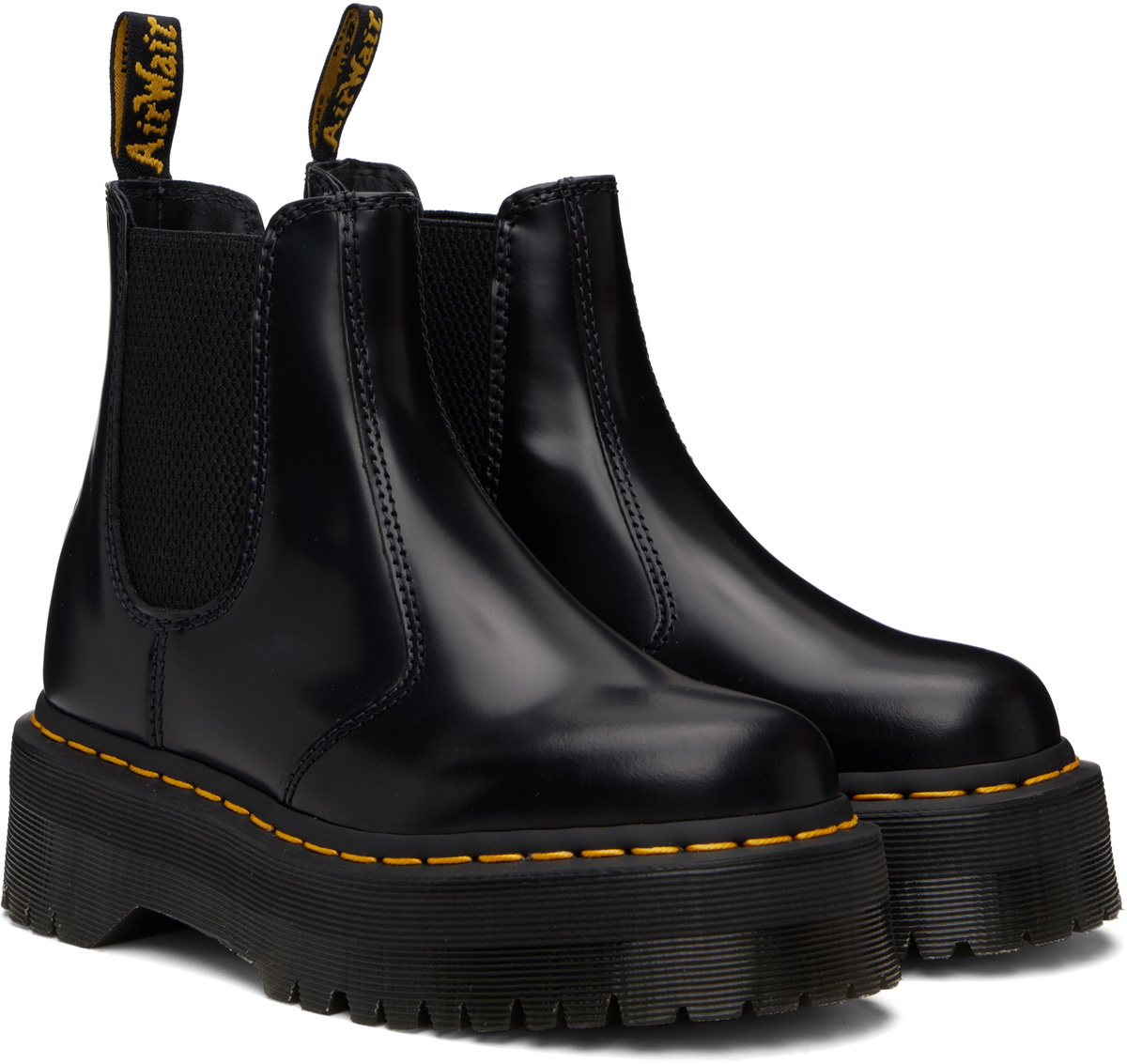 Dr. Martens Black 2976 Polished Smooth Platform Chelsea Boots