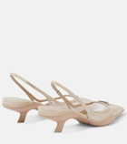 Prada Leather and mesh slingback pumps