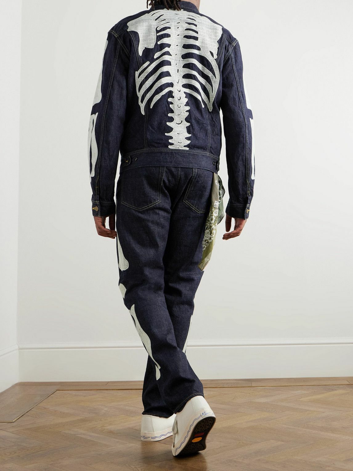 KAPITAL - Crochet-Trimmed Denim Jacket - Blue KAPITAL