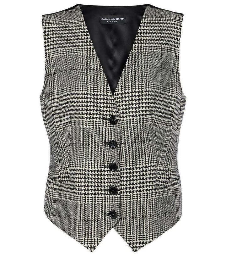 Photo: Dolce&Gabbana Prince of Wales check wool-blend vest