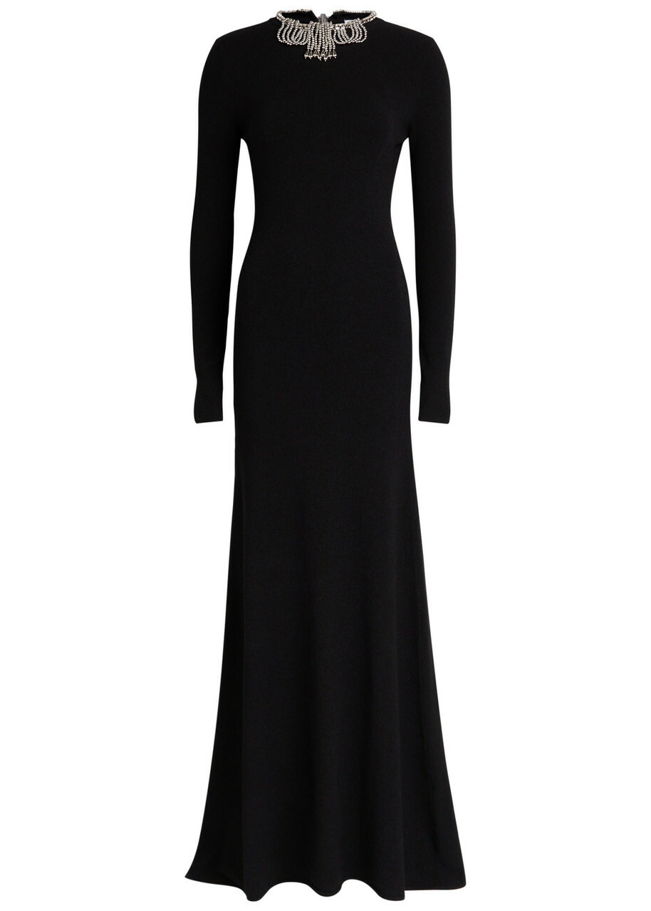 Rabanne Embellished Open-back Gown Black