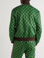 GUCCI - Striped Webbing-Trimmed Monogrammed Tech-Jersey Track Jacket - Green