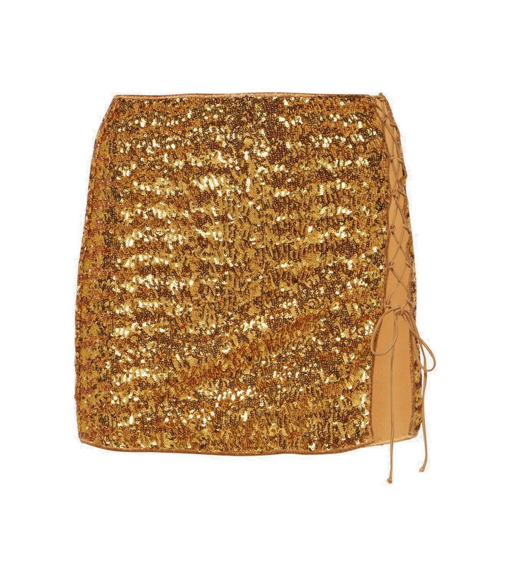 Photo: Oséree Feather-trimmed sequined miniskirt