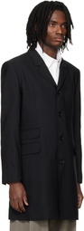 AMI Paris Black New Wool Straight Simple Breasted Coat