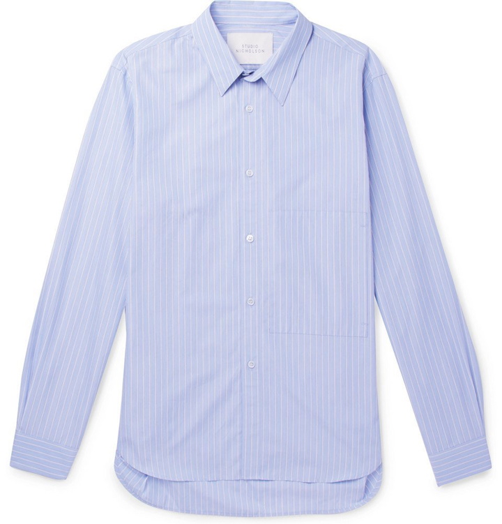 Photo: Studio Nicholson - Pinstriped Cotton-Poplin Shirt - Men - Blue