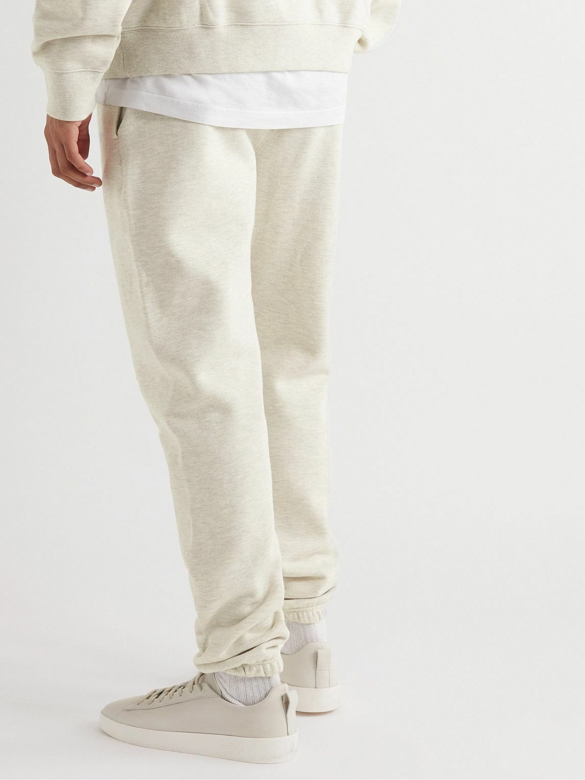 Straight-Leg Logo-Flocked Cotton-Blend Jersey Sweatpants