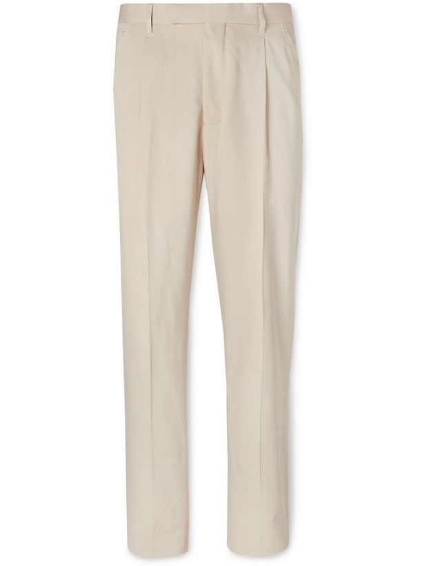 Photo: UMIT BENAN B - Andy Weekend Tapered Silk-Twill Trousers - Neutrals