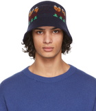 The Elder Statesman Navy Cat Knit Hat