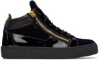 Giuseppe Zanotti Black & Navy Velvet Kriss Sneakers