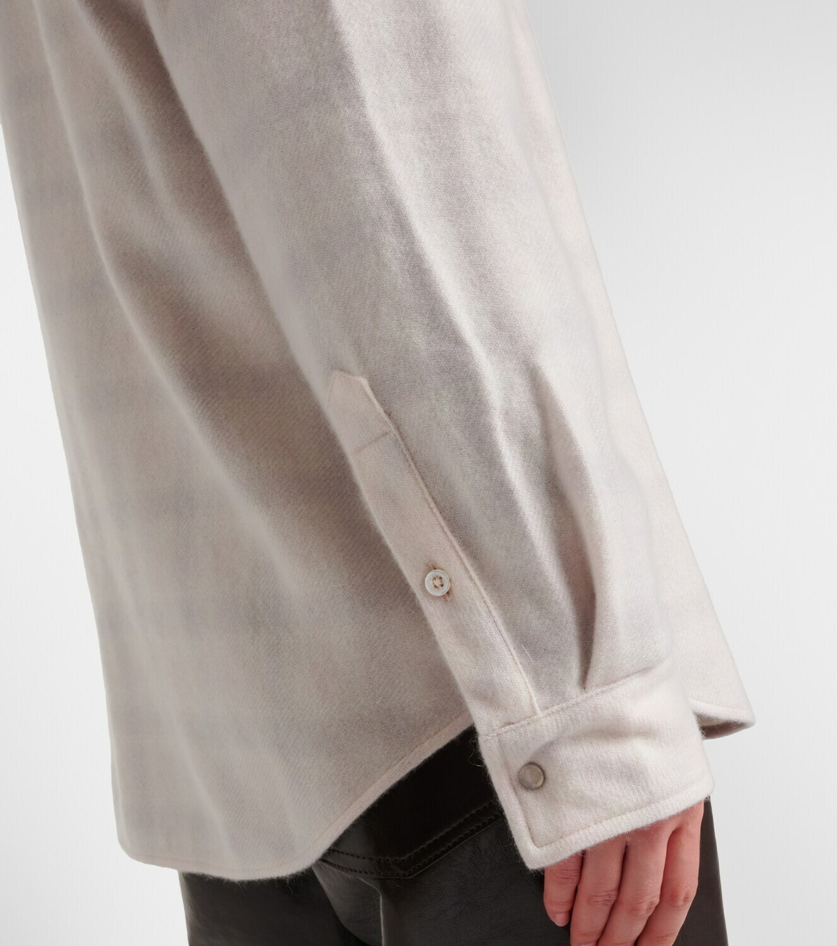 God's True Cashmere Clarity plaid cashmere shirt with quartz