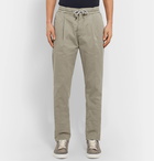 Brunello Cucinelli - Tapered Stretch-Cotton Twill Drawstring Trousers - Green