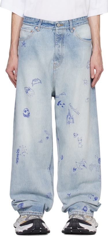 Photo: VETEMENTS Blue Scribbled Baggy Jeans