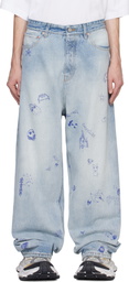 VETEMENTS Blue Scribbled Baggy Jeans
