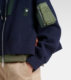 Sacai Paneled cotton-blend zip-up hoodie