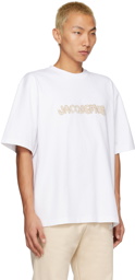 JACQUEMUS White 'Le T-Shirt Raphia' T-Shirt