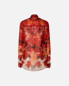 Pinko Shirt With Red Flower And Check Print Multicolour: Red/White