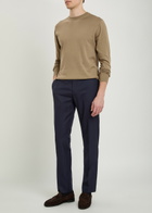 Sunspel Textured Slim-leg Stretch-wool Trousers Navy