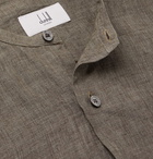 Dunhill - Grandad-Collar Mélange Linen Shirt - Green