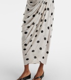 Adriana Degreas Draped polka-dot bustier dress