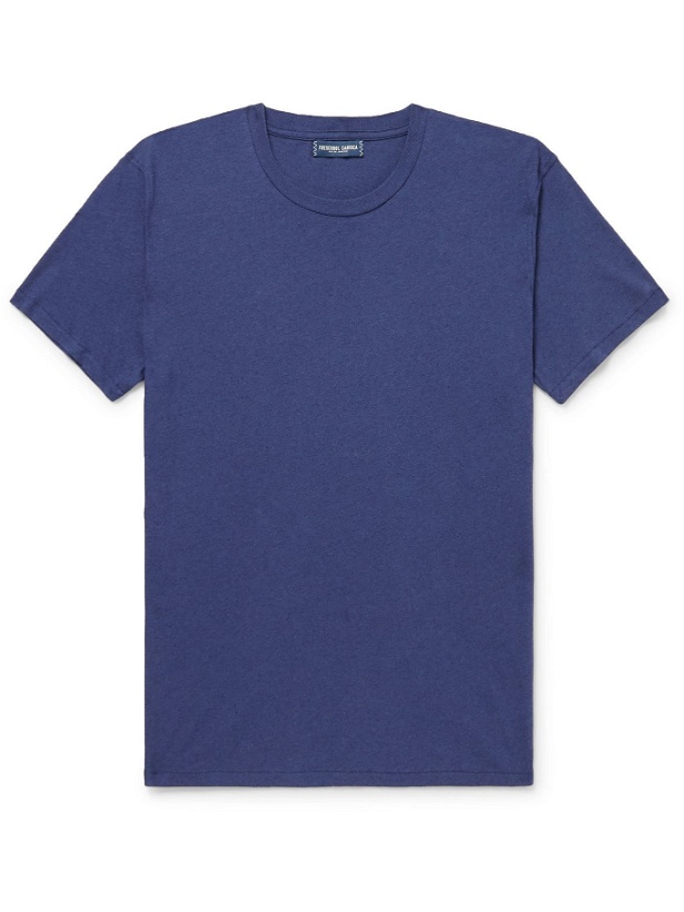 Photo: FRESCOBOL CARIOCA - Lucio Slim-Fit Cotton and Linen-Blend T-Shirt - Blue
