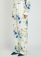 Stella Mccartney Floral Print Straight-leg Textured Satin Trousers White