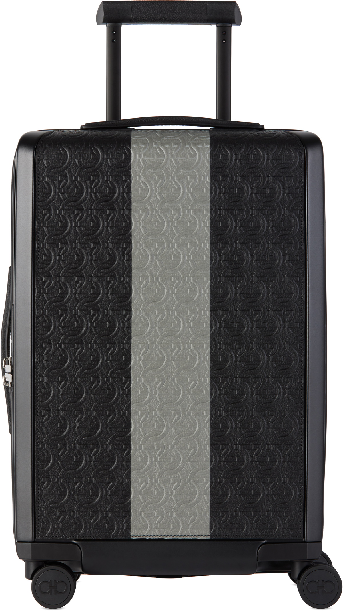 Ferragamo Black Embossed Gancini Trolley Suitcase