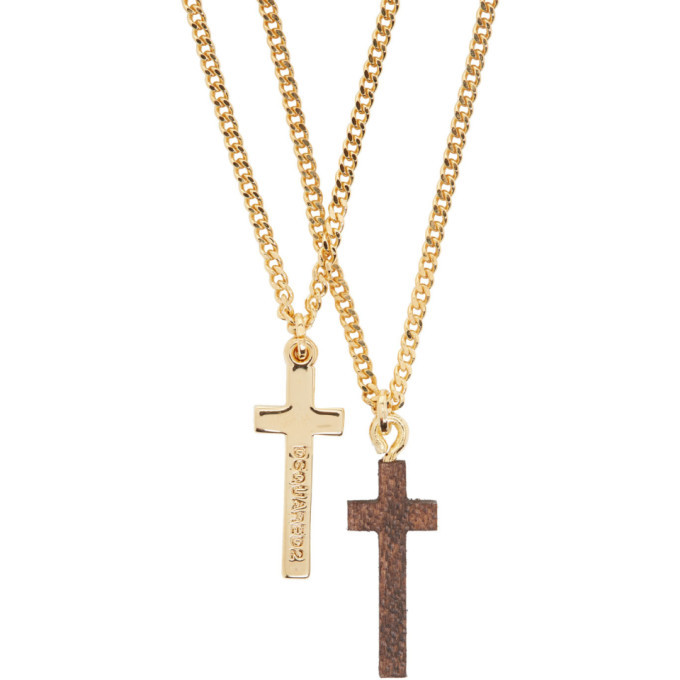Dsquared2 Gold Wood Jesus Necklace Dsquared2