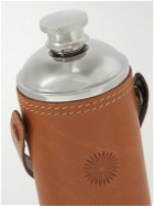 Purdey - Debossed Leather and Stainless Steel Flask Set