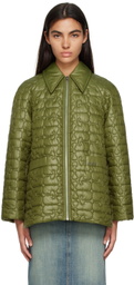 GANNI Khaki Shiny Quilt Jacket