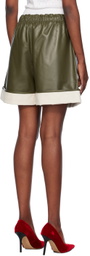 JW Anderson Green Contrast Hem Leather Shorts