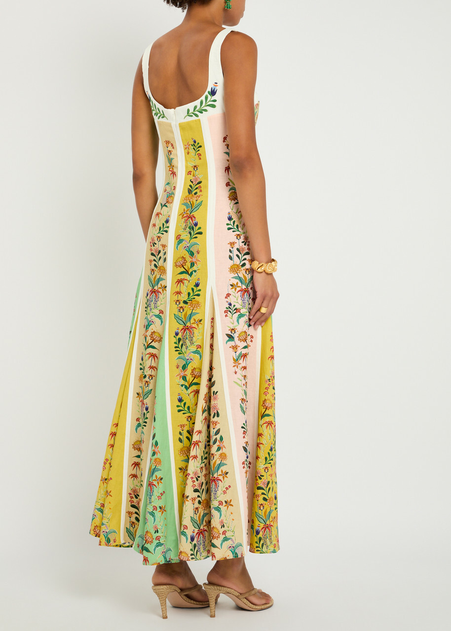 Farm Rio Striped Linen-blend Maxi Dress Multicoloured Farm Rio Farm Rio Striped Linen-blend Maxi Dress Multicoloured Farm Rio