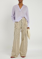Forte_forte Striped Wide-leg Trousers Cream