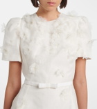 Leo Lin Elyse floral-appliqué linen and silk minidress
