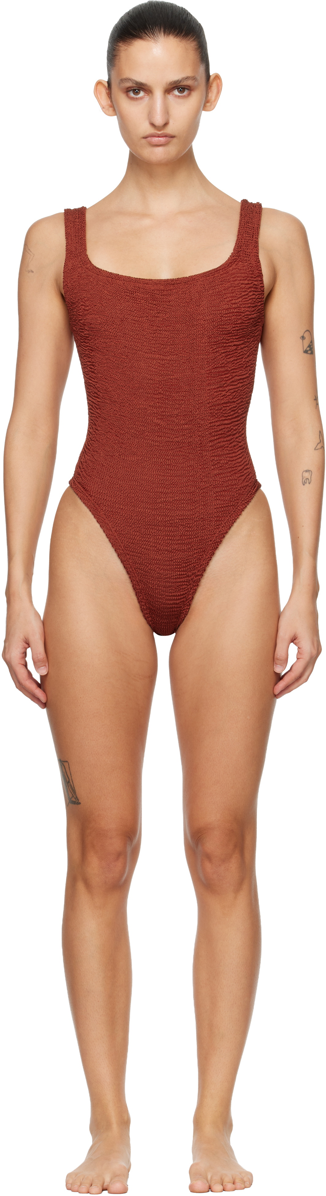 Hunza G Burgundy Square Neck Swimsuit