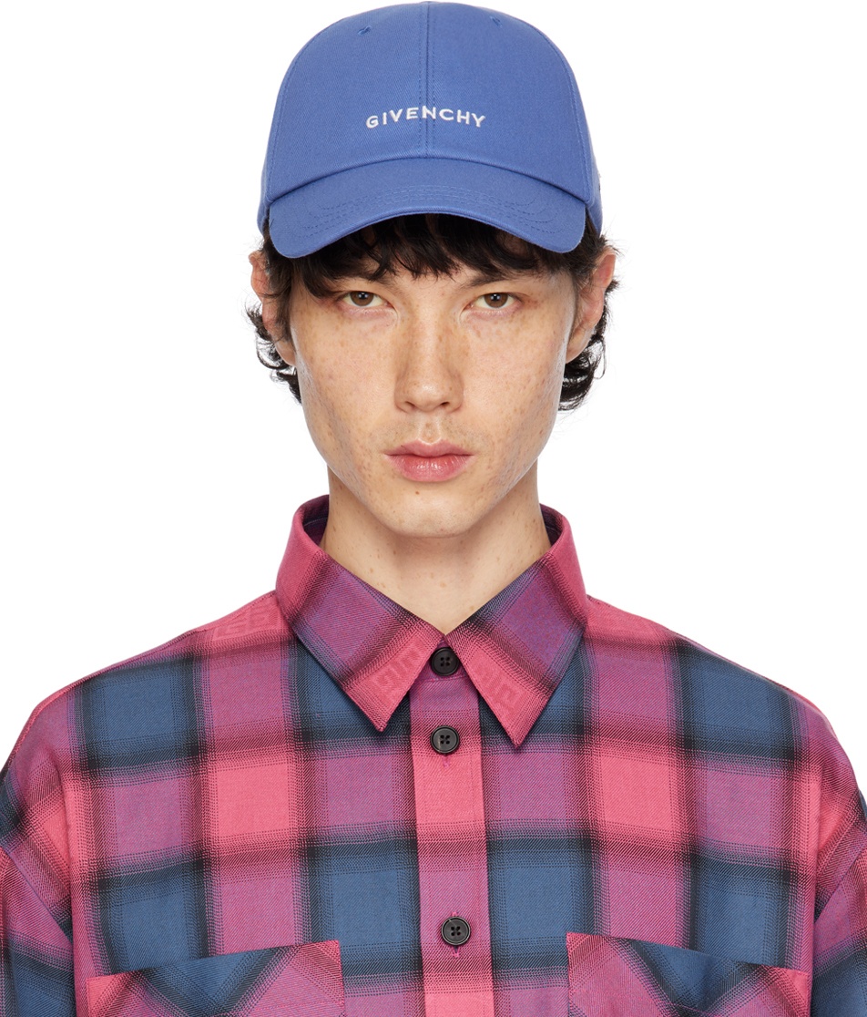 Givenchy Blue Curved Cap Embroidered Logo Cap Givenchy