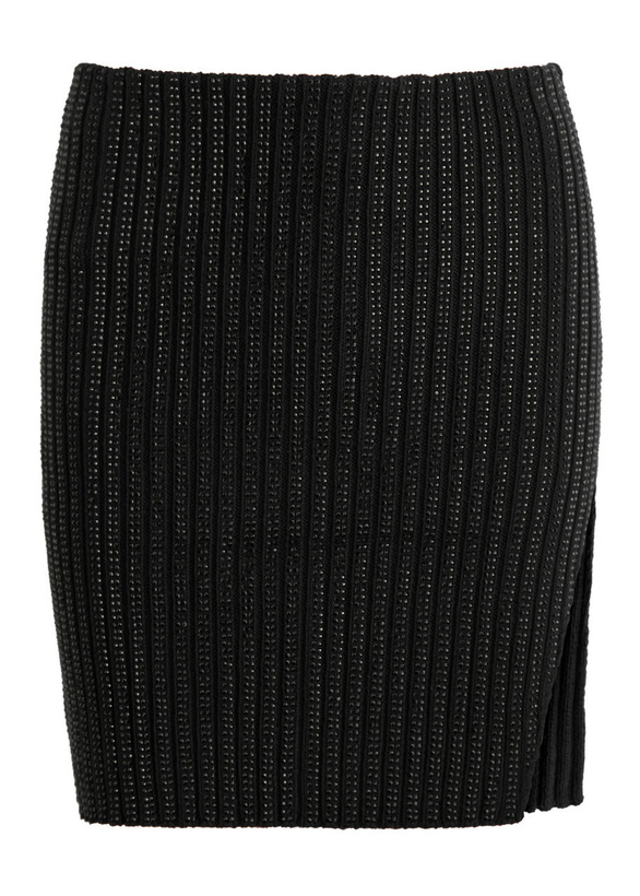 Photo: David Koma Crystal-embellished Ribbed-knit Mini Skirt Black