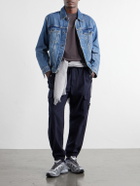Stone Island - Garment-Dyed Wool-Blend Nylon Flannel-TC Cargo Sweatpants - Blue