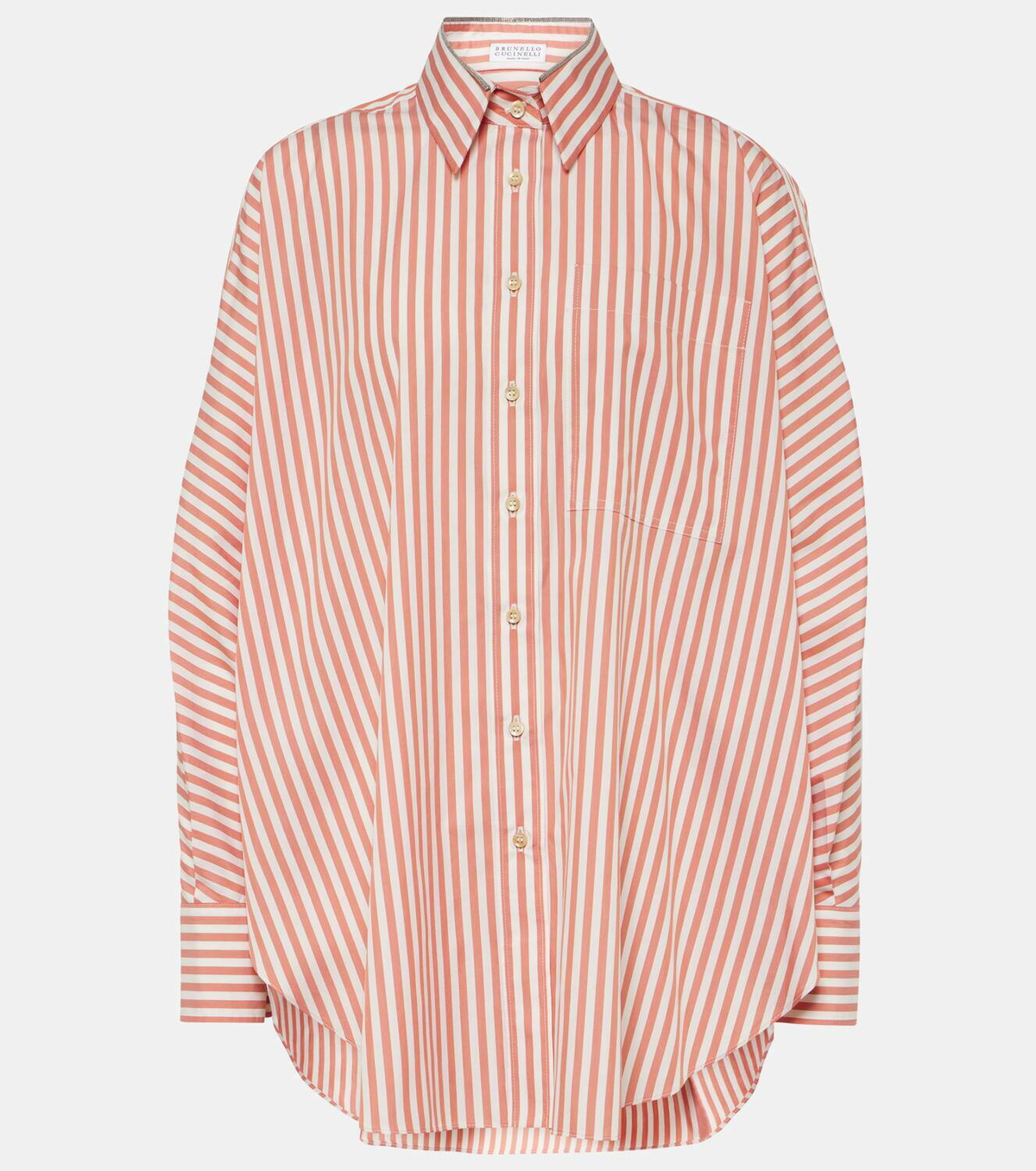 Brunello Cucinelli Oversized striped cotton and silk shirt