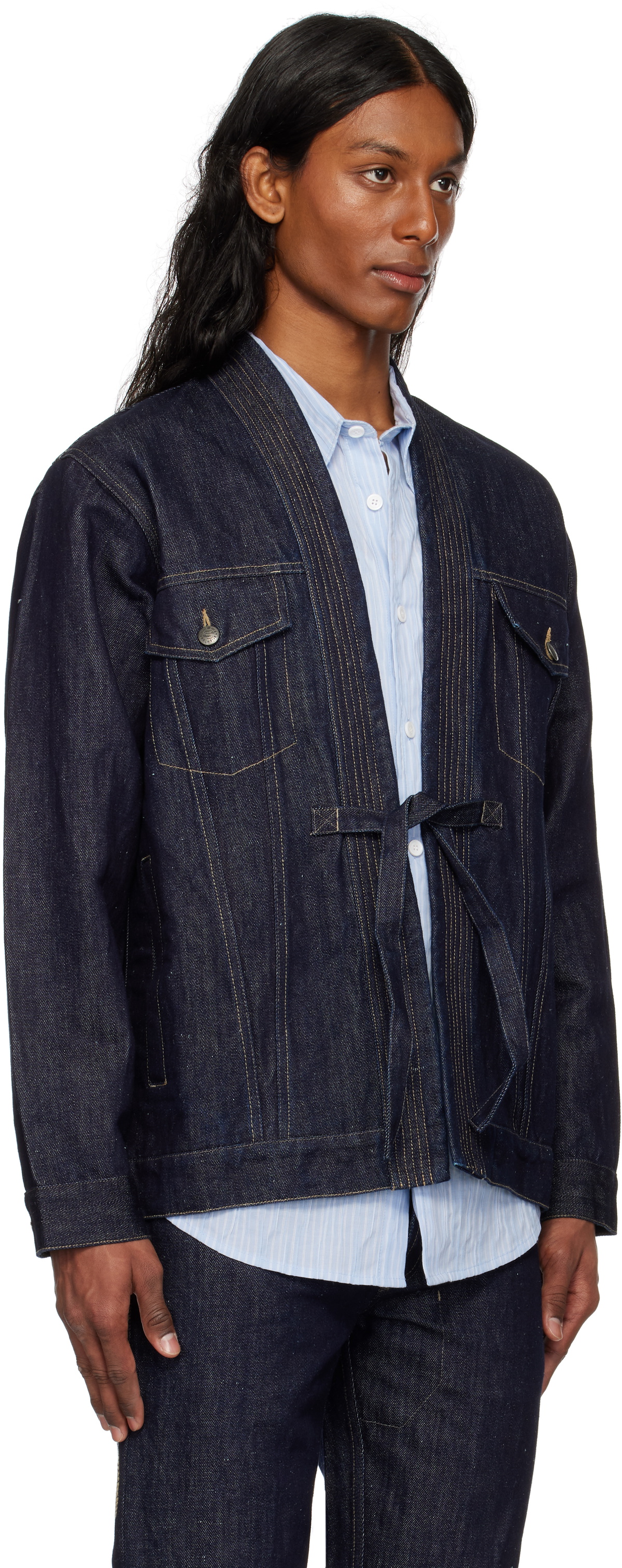 Maharishi Navy 6059 Maha Hemp Denim Kimono Jacket