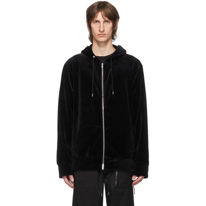 Black velour discount zip up hoodie