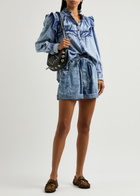 Isabel Marant étoile Pierine Belted Chambray Shorts Blue