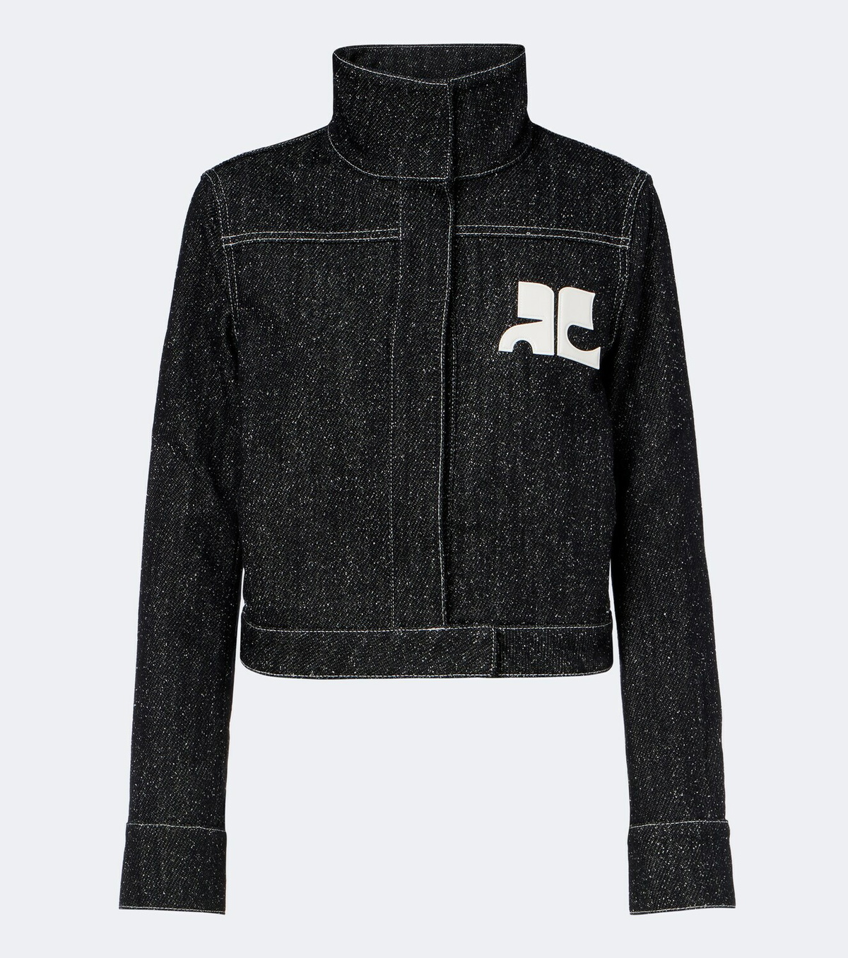 Courrèges Logo denim tweed jacket