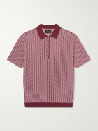 Beams Plus - Jacquard-Knit Cotton Half-Zip Polo Shirt - Red