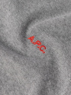 A.P.C. - Amir Slim-Fit Logo-Embroidered Cotton Sweater - Gray