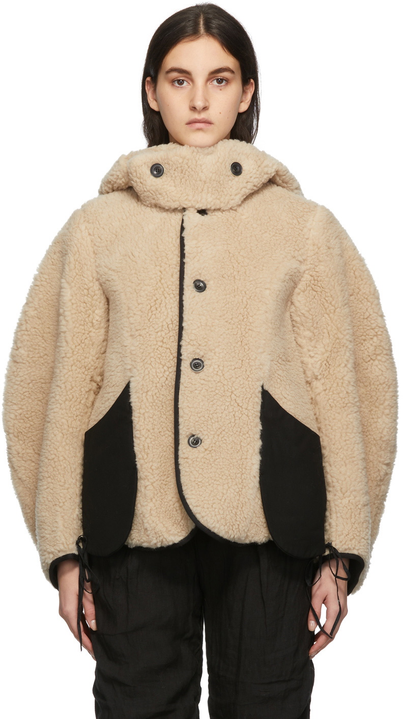 Renli Su Reversible Beige & Black Sherpa Jacket