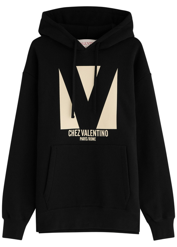 Photo: Valentino Logo Hooded Cotton Sweatshirt Black