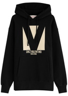 Valentino Logo Hooded Cotton Sweatshirt Black