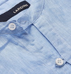 Lardini - Henry Grandad-Collar Slub Linen Shirt - Men - Blue