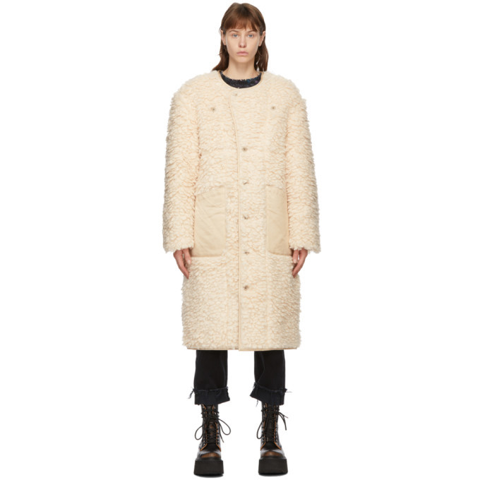 R13 Off White Sherpa Military Liner Coat R13